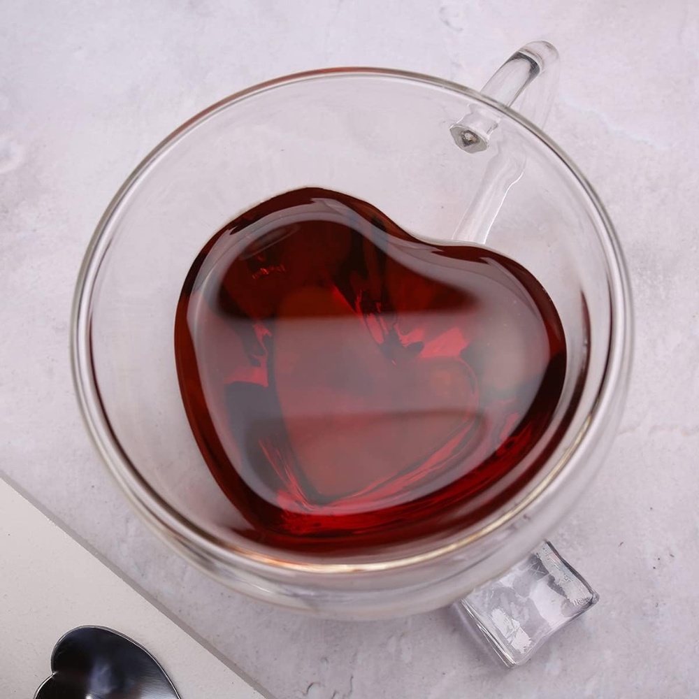 NIB Heat resistant double layered heart shaped cup